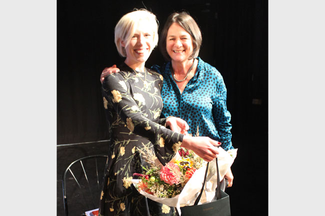 Jacqui Dickson presented Helena Cashmore with gifts as she stepped down as Company Chairman